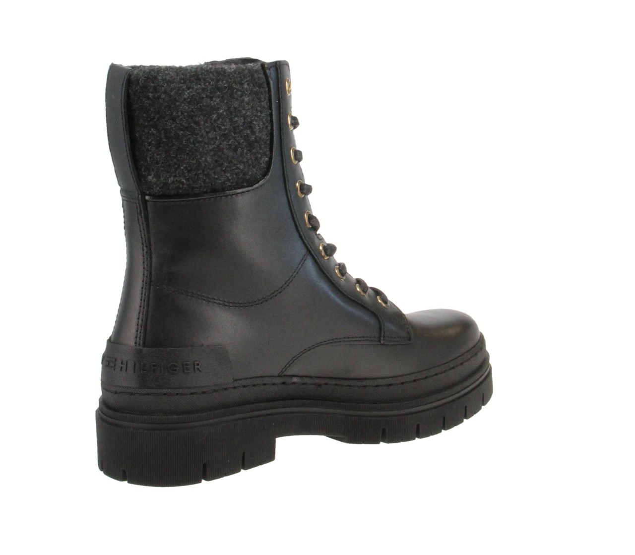TOMMY HILFIGER Schnür-Stiefeletten schwarz FEMININE FELT LACE UP BOOTIE