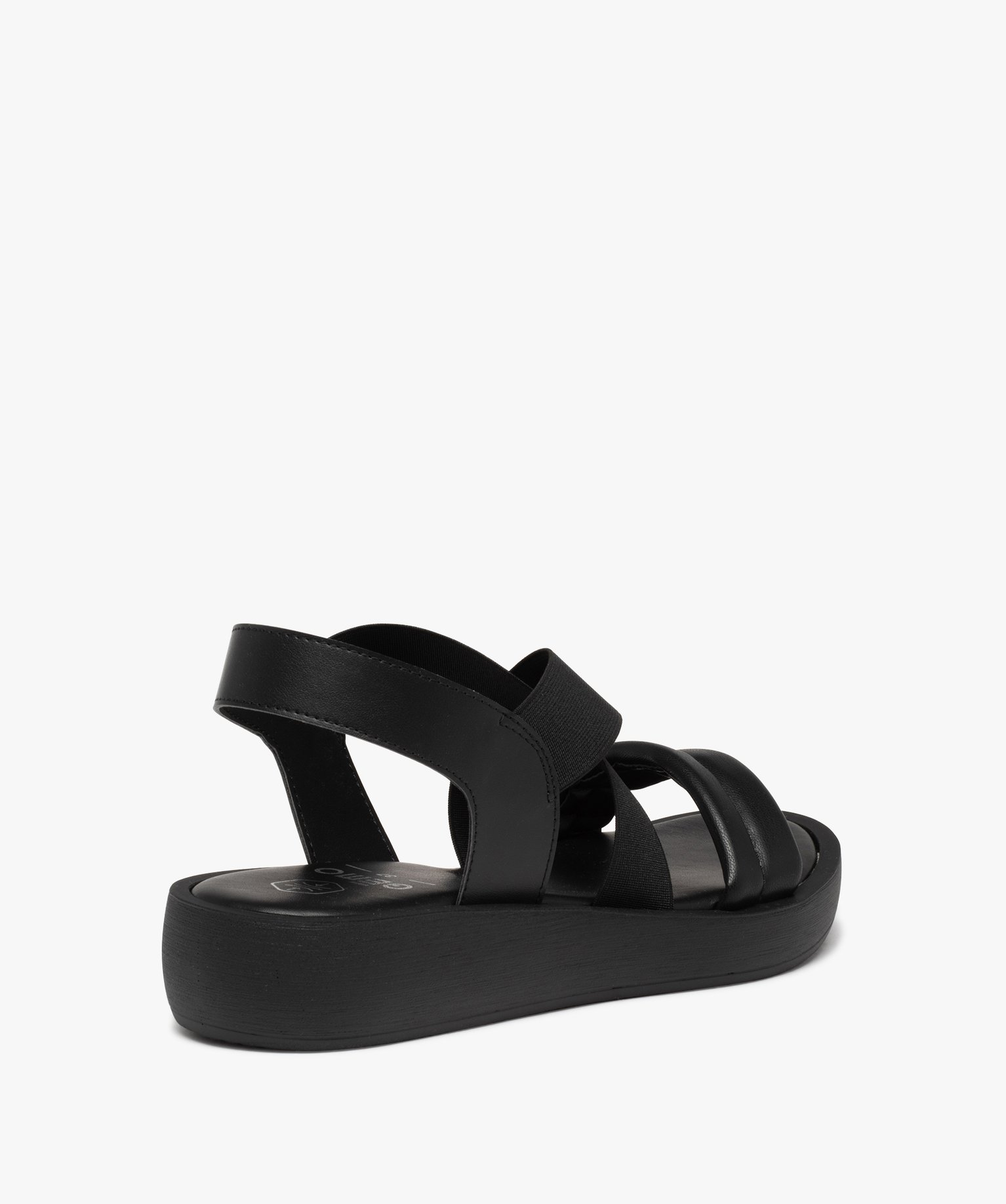 Sandales femme unies à brides élastiquées noir | GEMO