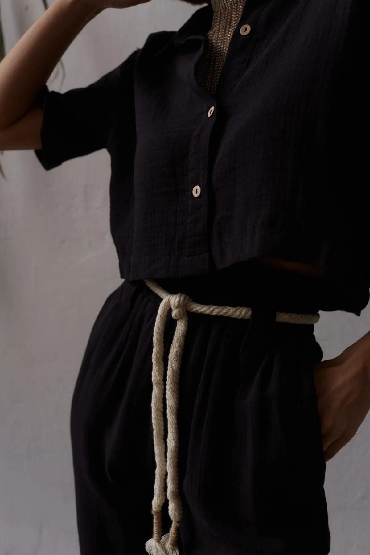 BOHEMAİ  Olympos Rope Schwarzes Musselin-Set