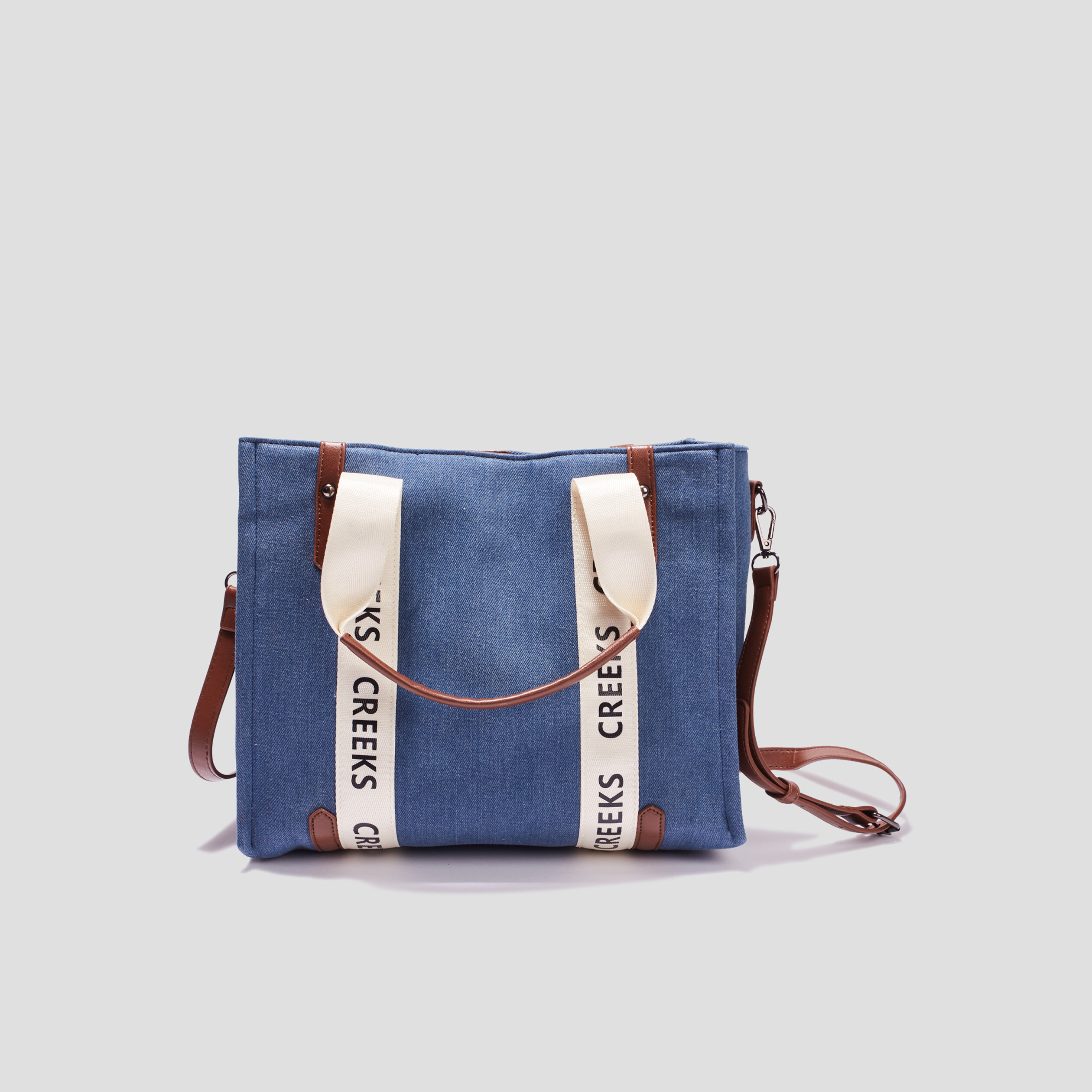 Sac cabas en lin majoritaire Creeks bleu foncé femme | La Halle