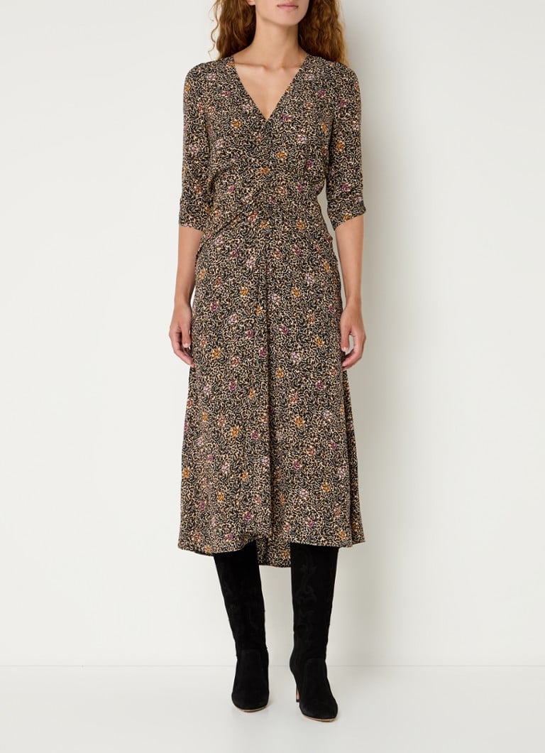 Vestido túnica midi Nylia de Sessùn con estampado y escote en V.