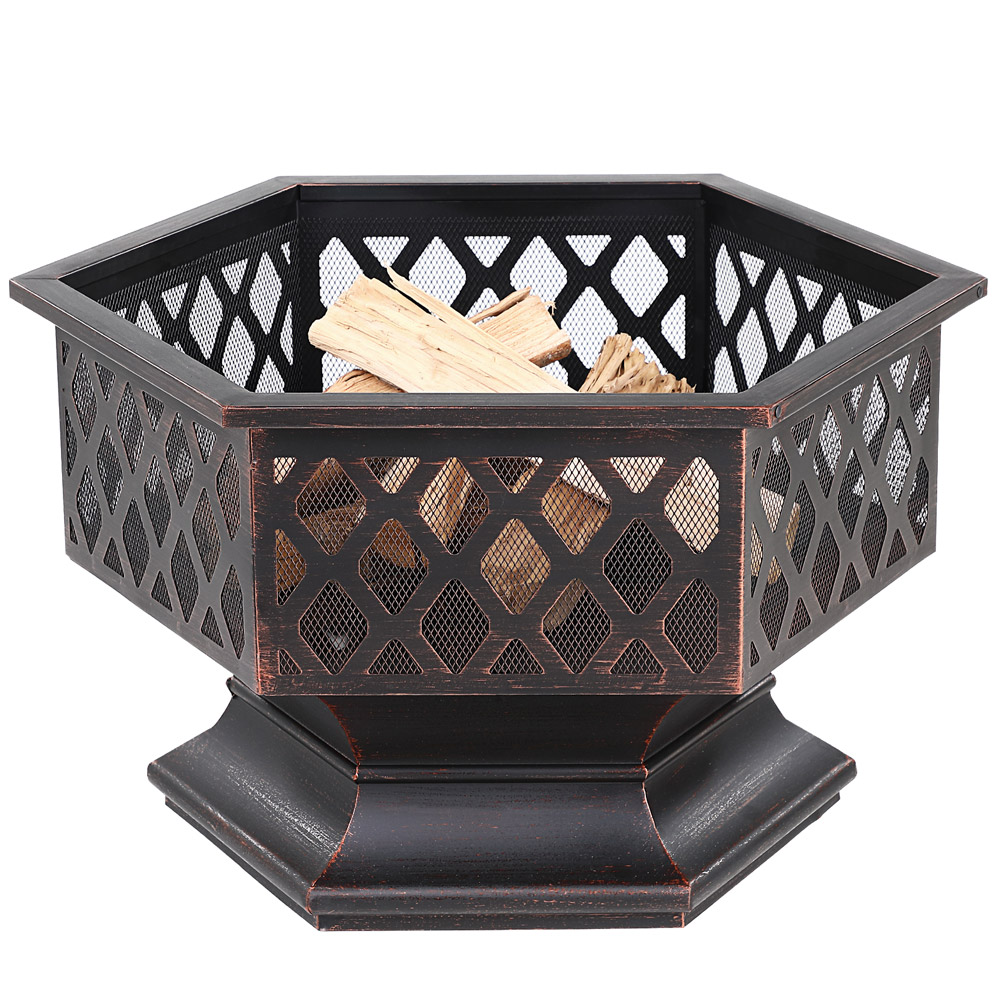 Gardebruk Feuerstelle Feuerkorb sechseckig 70 x 62,5 x 60cm schwarz