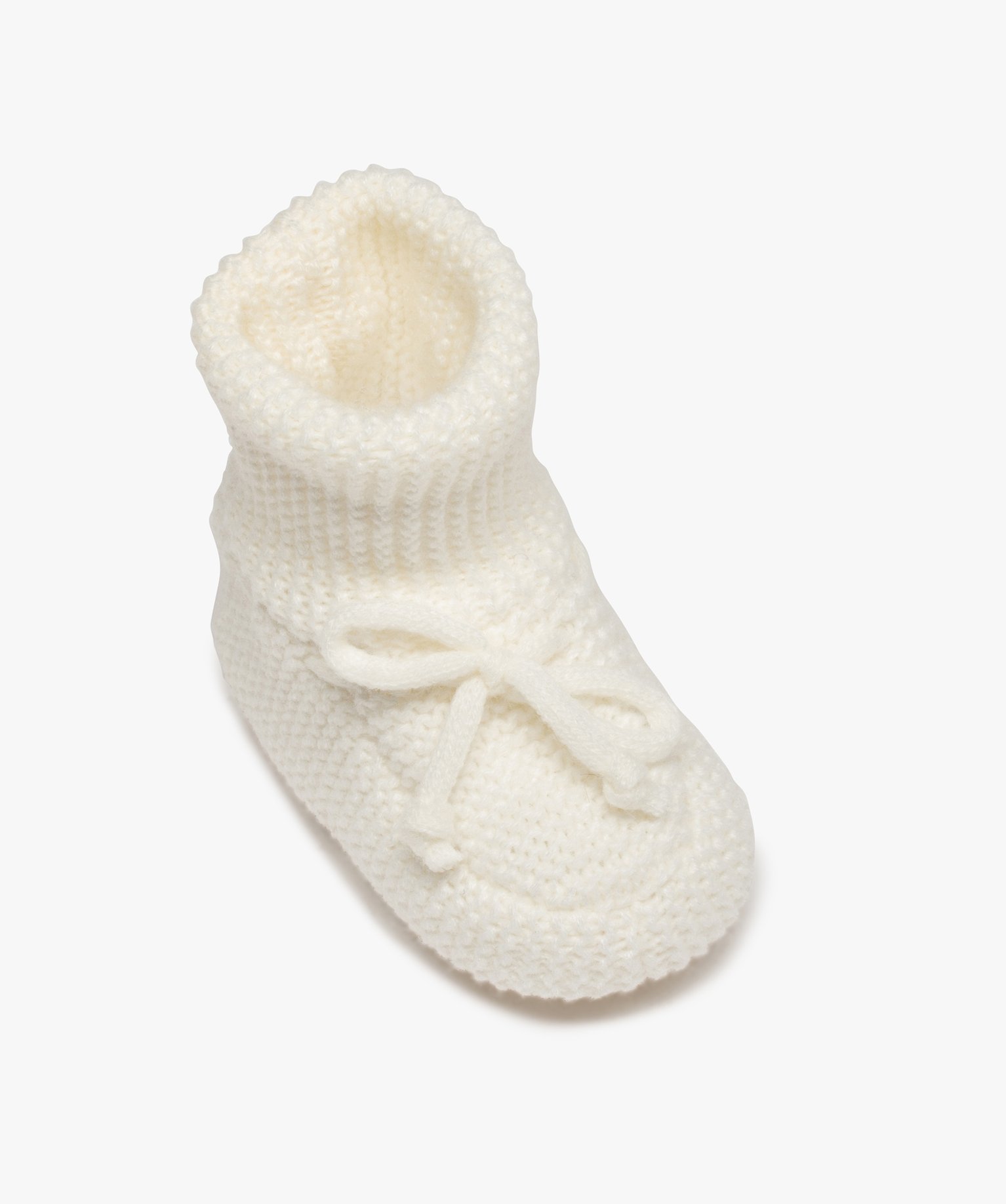 Chaussons bébé bottillons en maille unis ecru | GEMO
