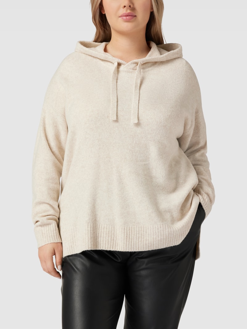 PLUS SIZE Hoodie in Strick-Optik in sand meliert