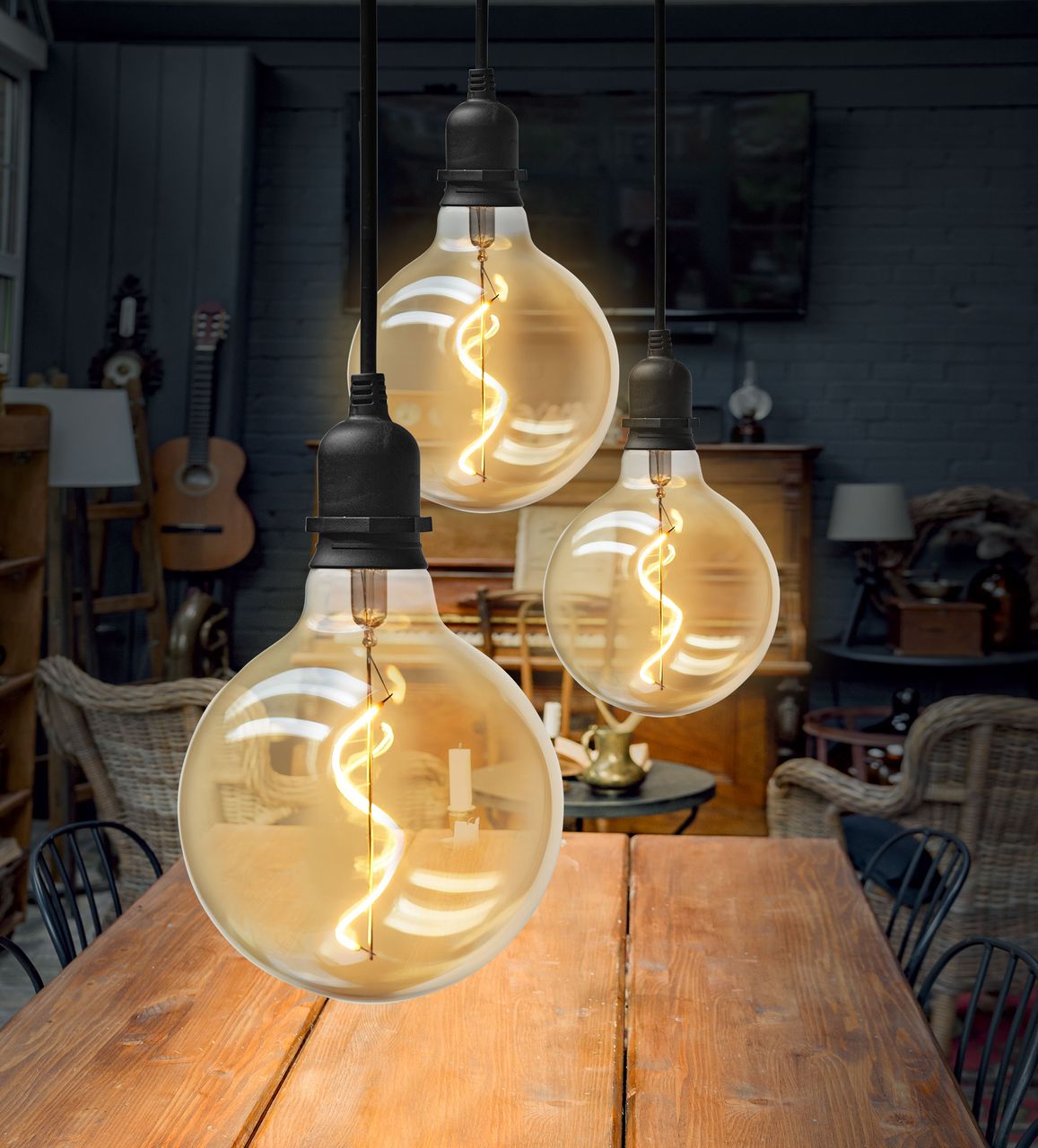 Weles 3er Set Glaskugel Glow gold Batteriebetrieben