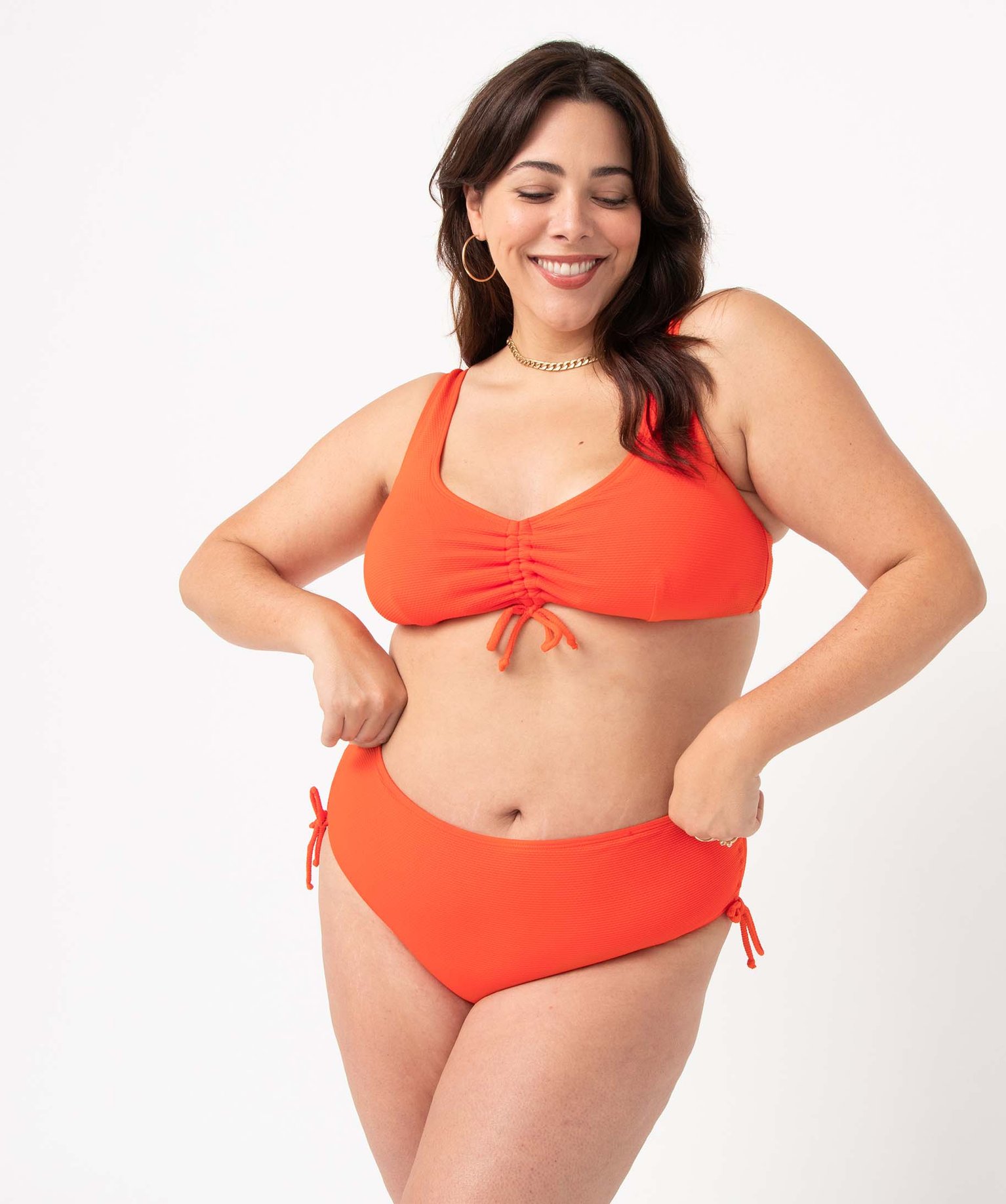 Bas de maillot de bain femme grande taille en matière textu... rouge | GEMO