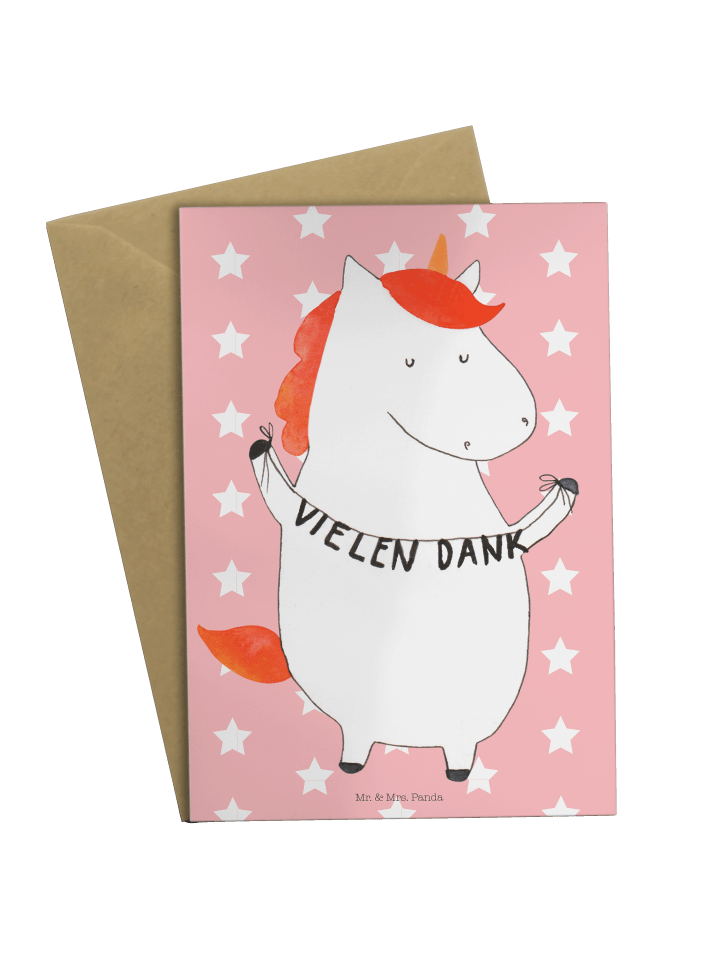 Mr. & Mrs. Panda Grußkarte Einhorn Dankeschön ohne Spruch in Rot Pastell günstig kaufen onesize
