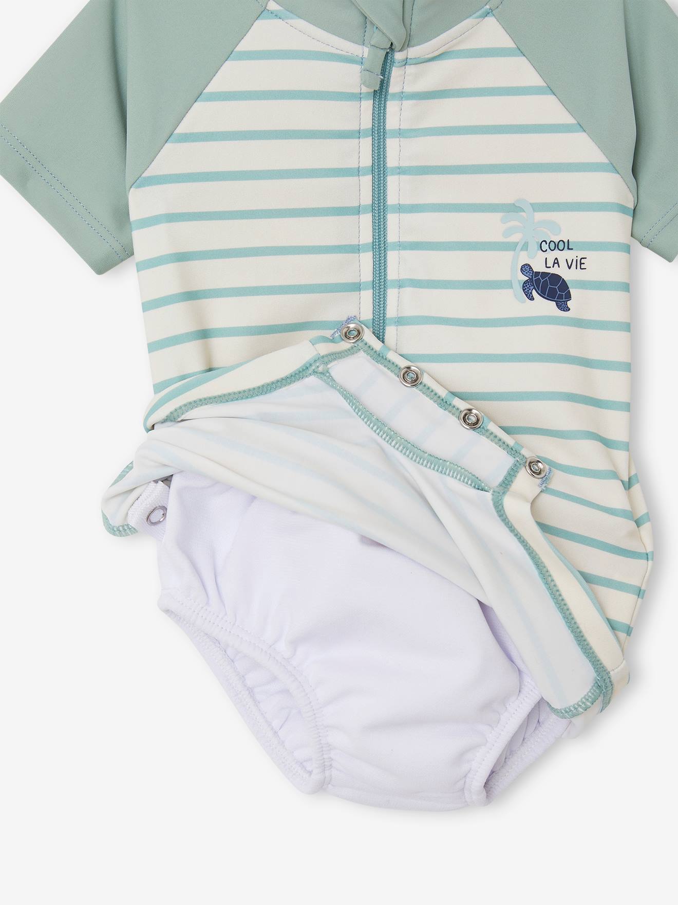 Vertbaudet Jungen Baby UV-Strandoverall - salbeigrün