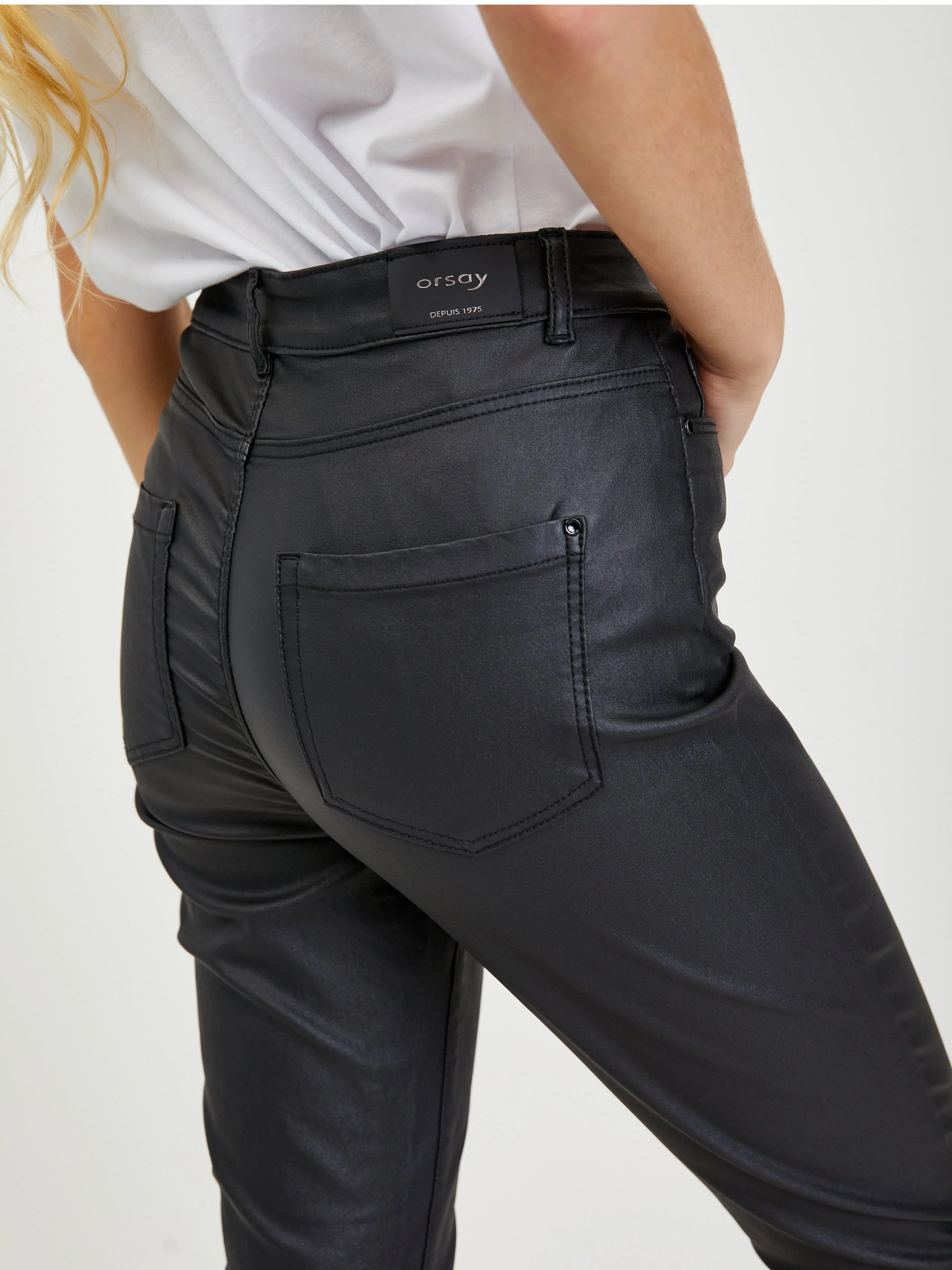 Schwarze Damen Kunstlederhose ORSAY