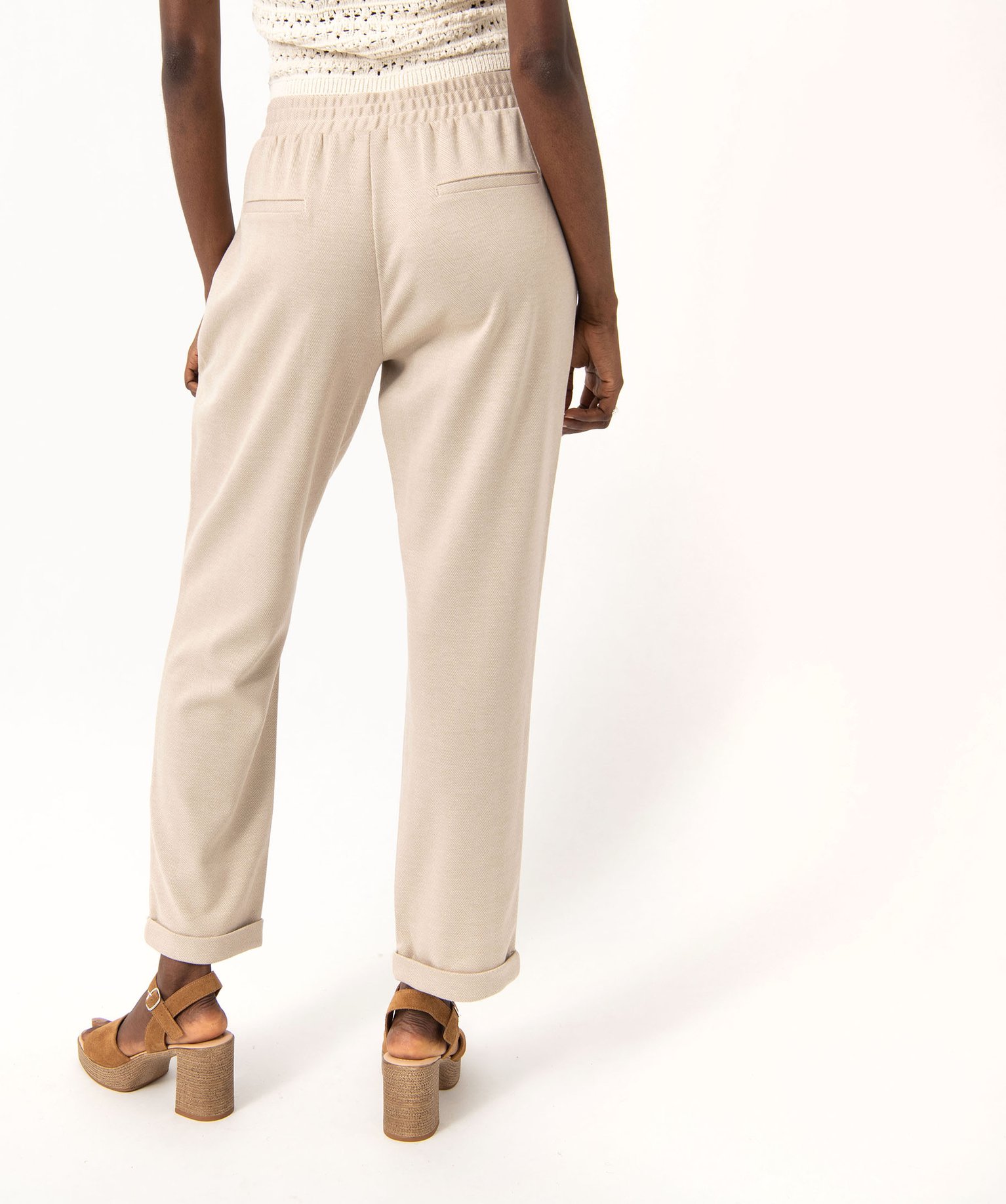 Pantalon en maille extensible à micro motifs femme imprime | GEMO