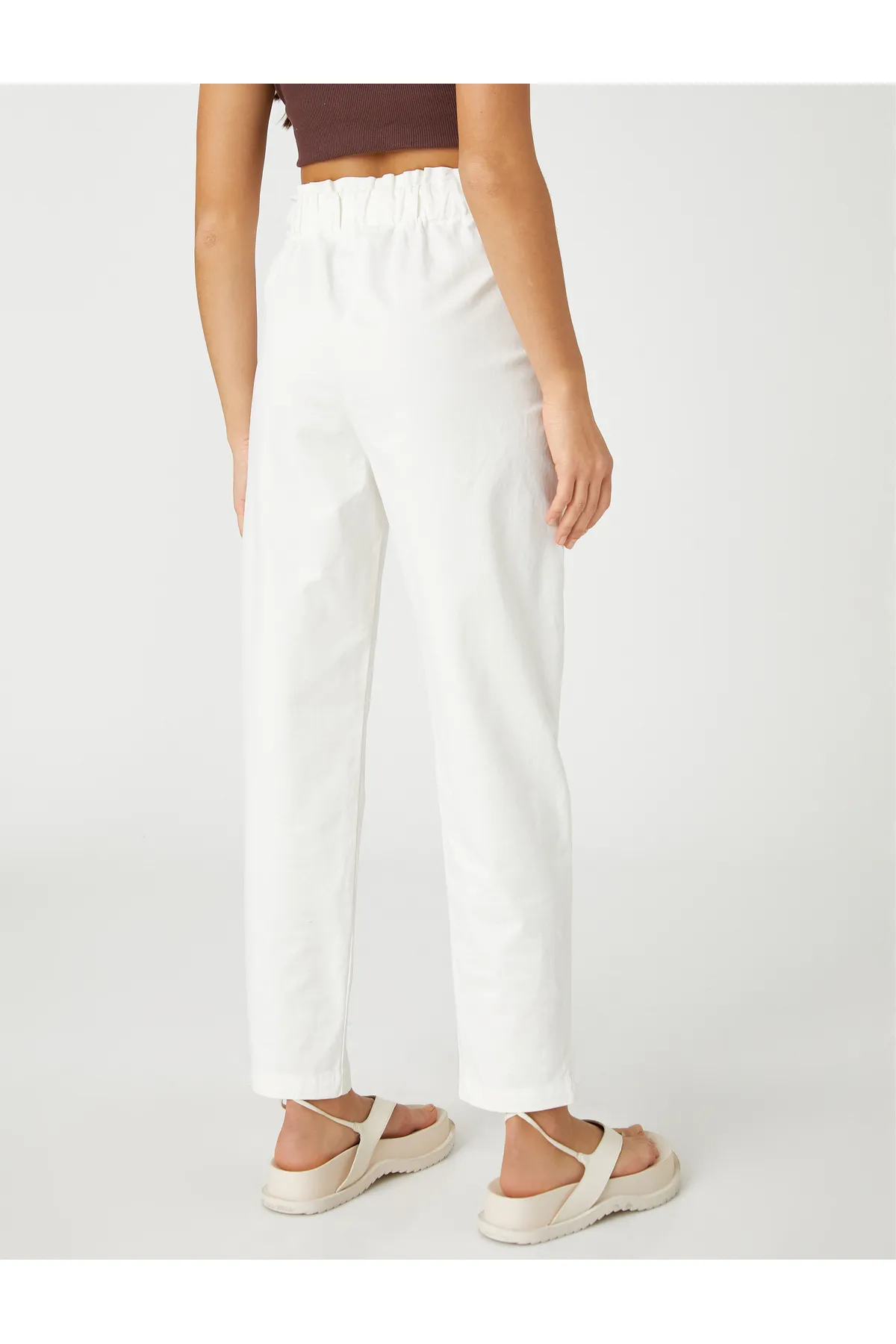 Koton  Karottenhose mit Spitzenbund, Taschendetail mit hoher Taille
