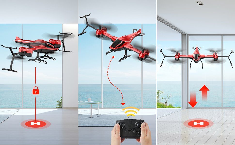 VATOS Drohne (LED Licht, Indoor, Spielzeug Kinder, Leichte für 15 Min. Spaß. Innovatives Quad-Flügeldesign 360° Flip)