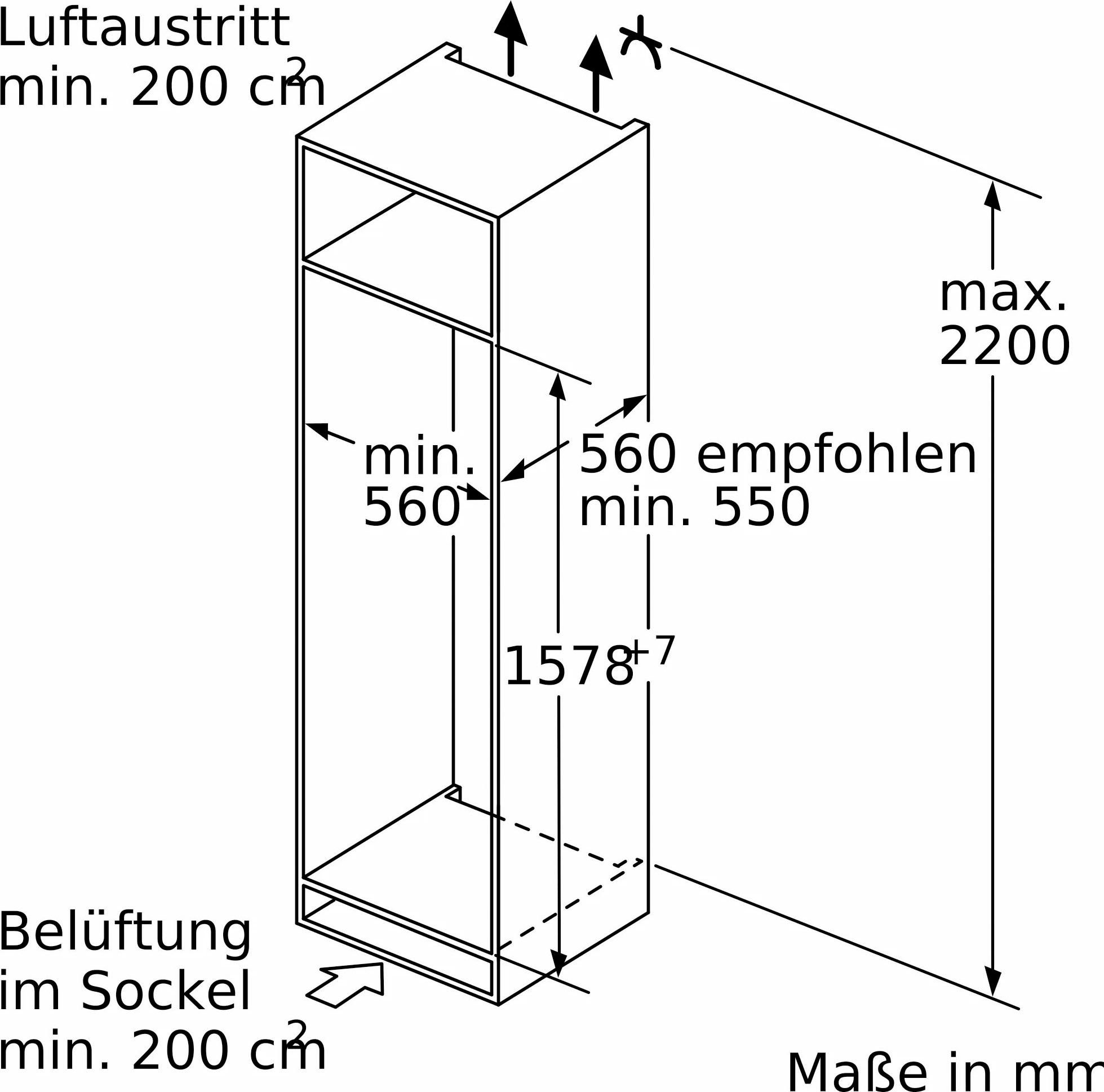 NEFF Einbaukühlgefrierkombination N 70 KI6773FE1, 157,8 cm hoch, 55,8 cm breit