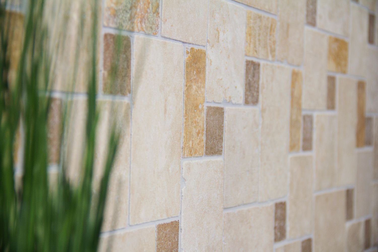 Mosani Mosaikfliesen Travertin Mosaikfliesen Terrasse Wand Boden Naturstein beige braun