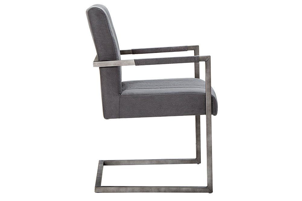riess-ambiente Freischwinger BIG ASTON vintage grau / grau, Esszimmer · Microfaser · Armlehne · Industrial