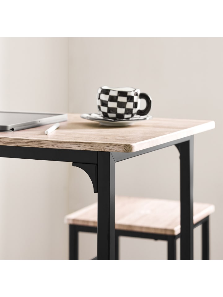 SoBuy Bartisch in Natur und Schwarz - Tisch(B)80 x (H)87 x (T)50cm/Stuhl(B)32 x (H)57 x (T)32cm günstig kaufen onesize
