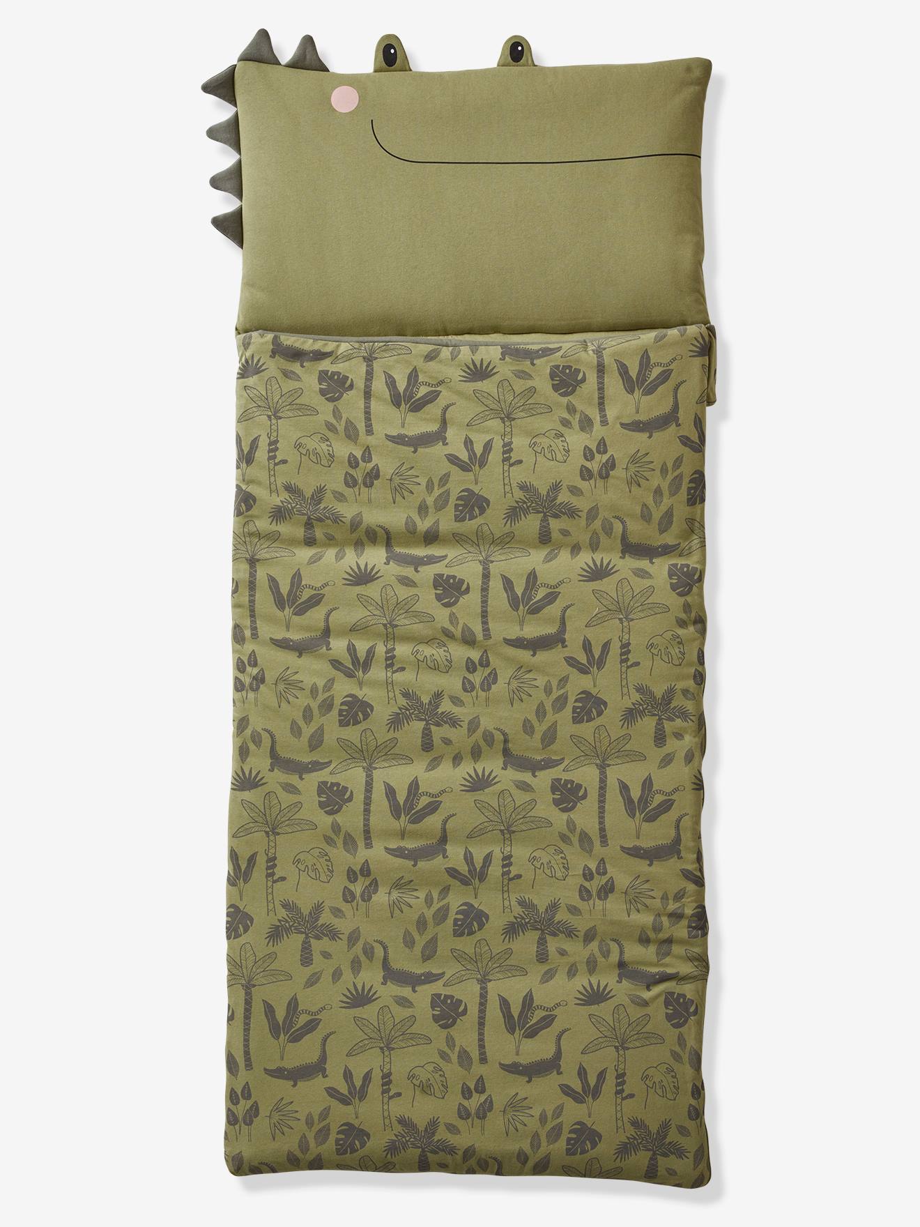 Vertbaudet Kinder Schlafsack TREK Oeko-Tex - grün bedruckt/krokodil