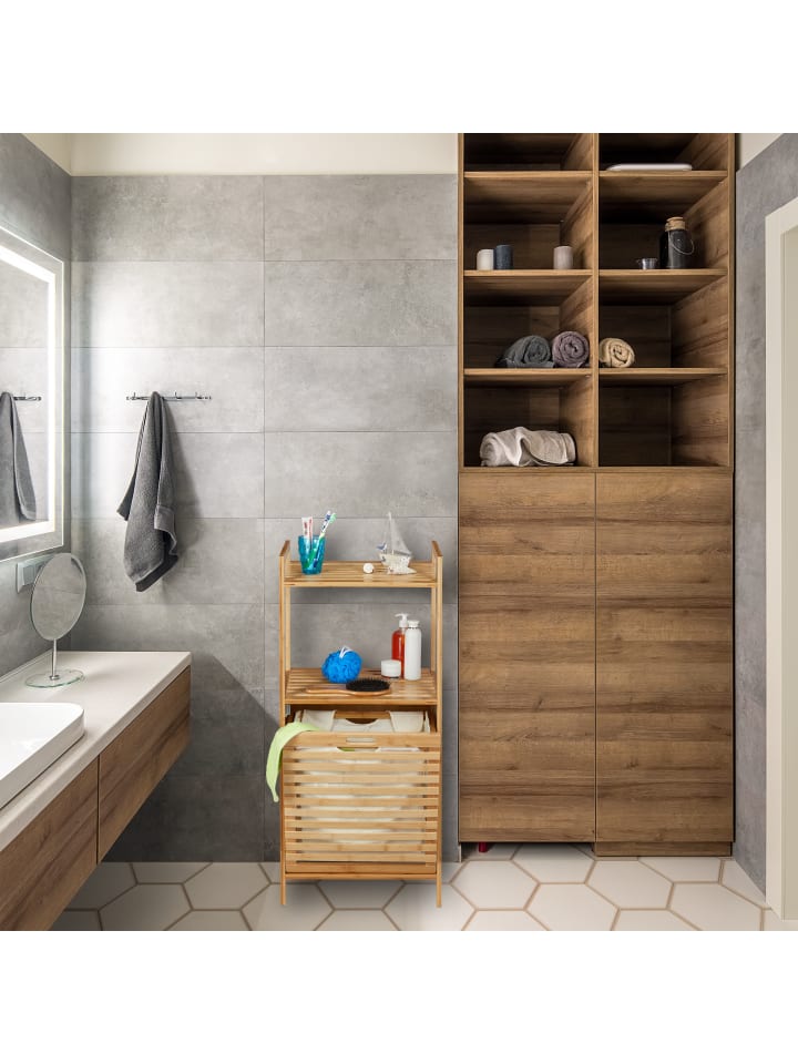 relaxdays Wäscheschrank mit Wäschekorb Bambus günstig kaufen onesize
