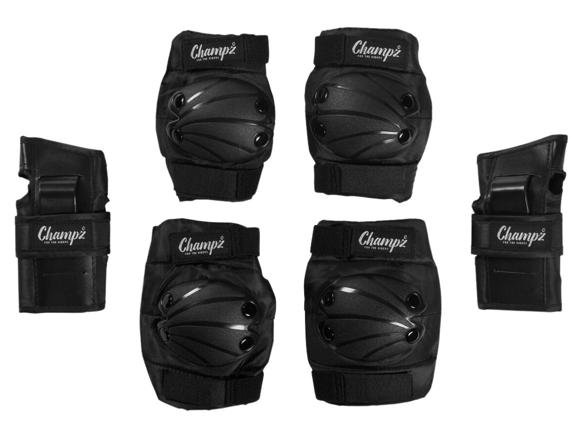 Champz Schwarz/Weiß Kinder Skate Schutzset