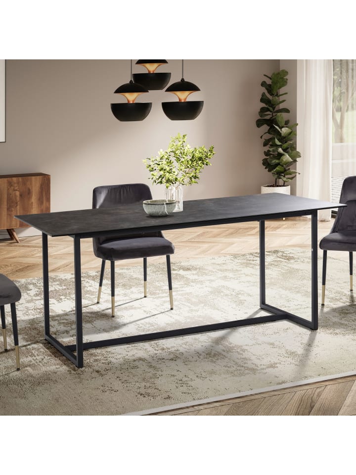 KADIMA DESIGN Esstisch Glaskeramik Schwarz Modern Premium Esszimmer Industrial in Schwarz günstig kaufen onesize