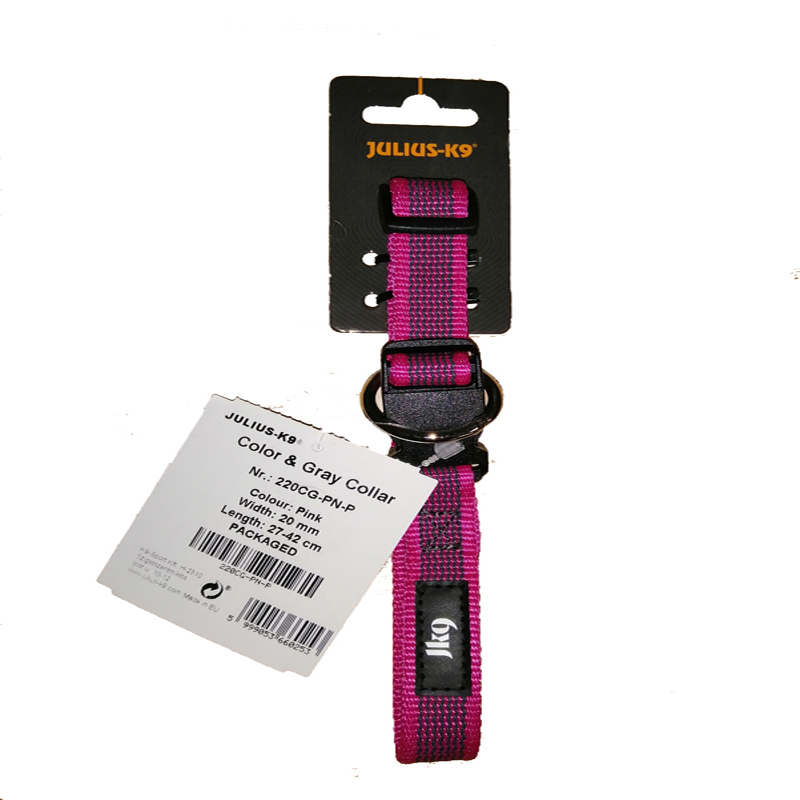 JULIUS-K9 Hundehalsbänder JULIUS-K9 Halsband 20mm x 27-42cm pink/ grau
