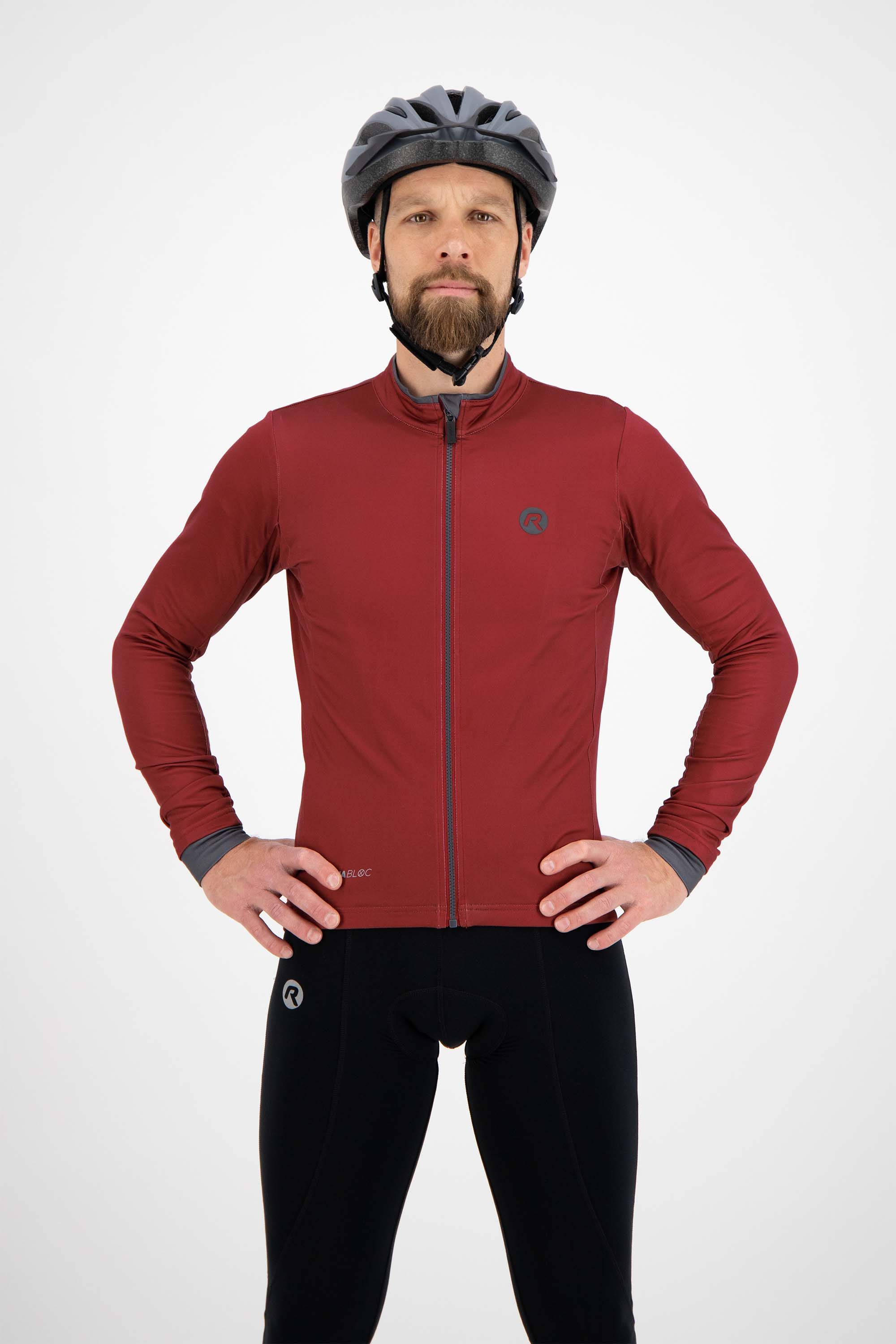 Rogelli Essential Bordeaux Herren Langarm-Radtrikot