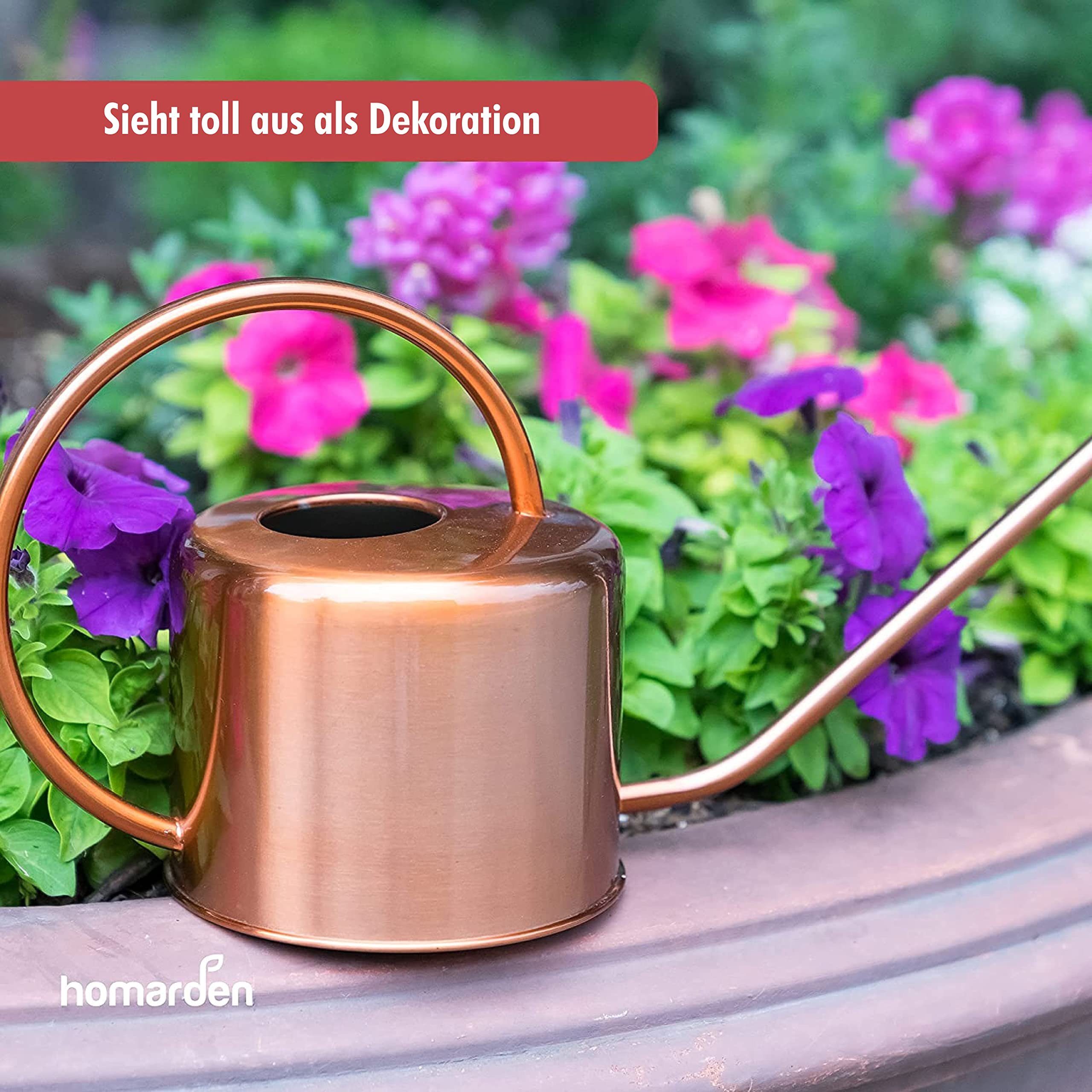 Homarden Gießkanne 40oz Metall-Gießkanne, Kupferfarben, für Pflanzen Innen-/Außenbereich, Kupfer 40 Unzen Metall