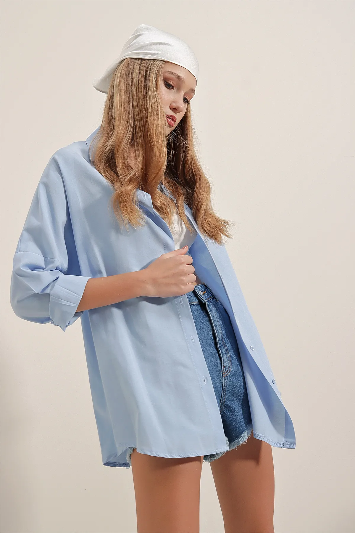 Bigdart  3900 Oversize-Lang-Basic-Hemd – Blau