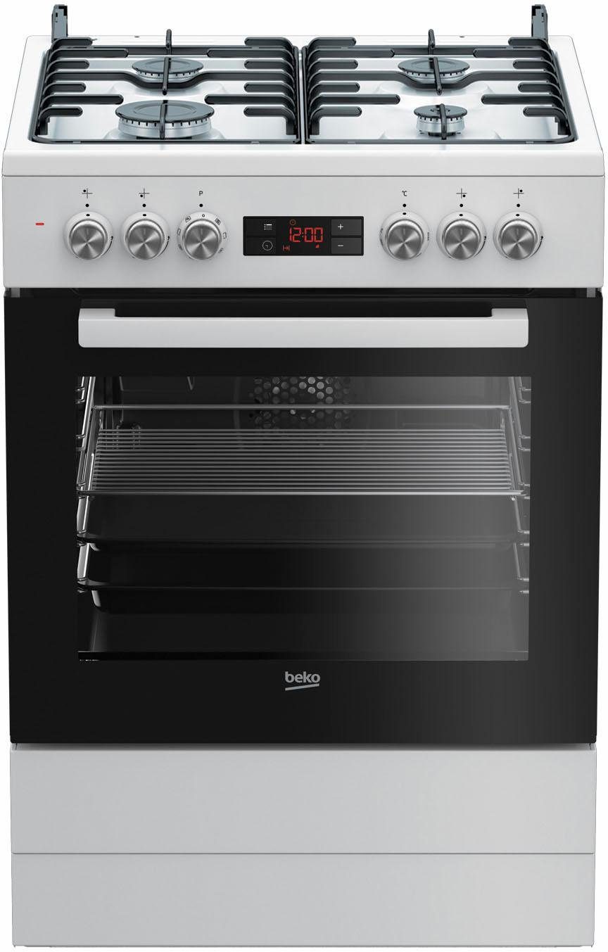 BEKO Gas-Standherd FSM62320DWS, mit Teleskopauszug nachrüstbar, mit Kindersicherung