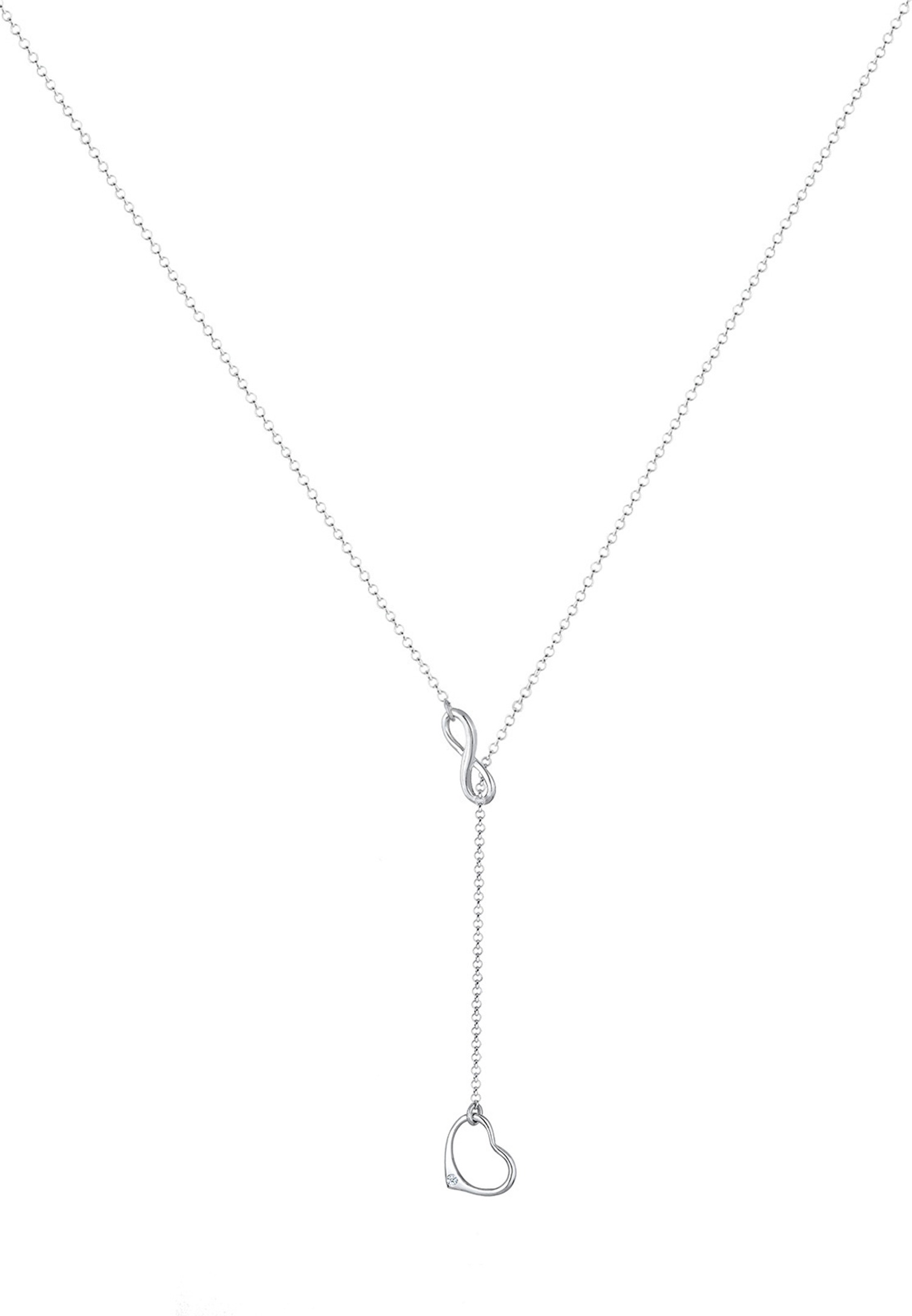 Naszyjnik z wisiorkiem w kształcie serca nieskończoności Elli DIAMONDS w kształcie litery Y z diamentem (0,02 ct.) ze srebra próby 925