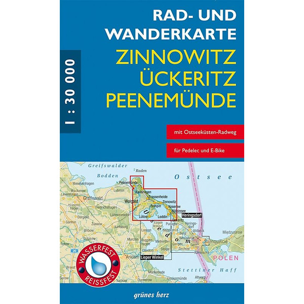 Zinnowitz, Ückeritz, Peenemünde 1 : 30 000 Rad- und Wanderkarte