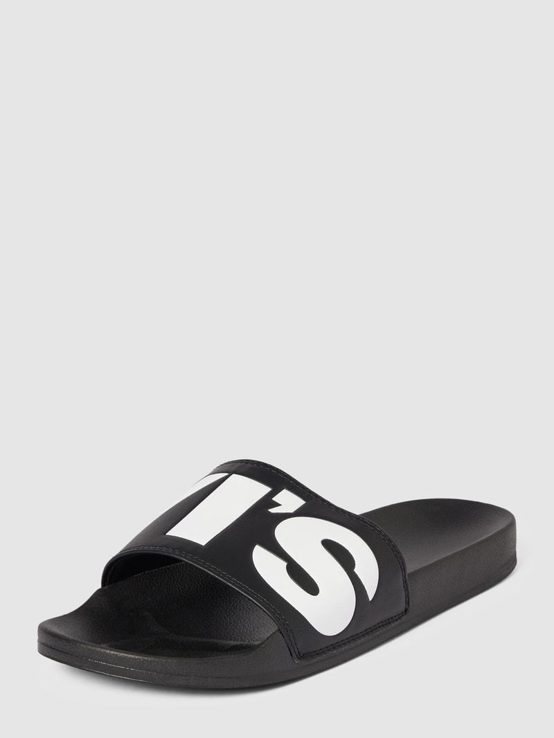 Slides mit Label-Print Modell 'JUNE' in schwarz