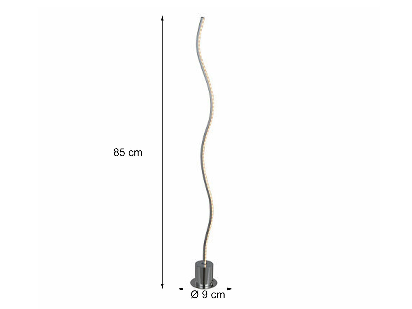 WOFI LED Stehlampe, LED fest integriert, Warmweiß, schmal, geschwungen, Designer-Lampe Büro-Beleuchtung, Chrom, Höhe 85cm
