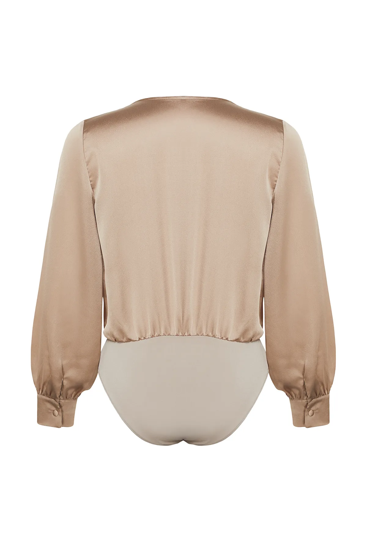 Trendyol Collection  Body aus Nerzsatin mit zweireihigem Kragen und Druckknopfdetail - TOFAW19BB0678