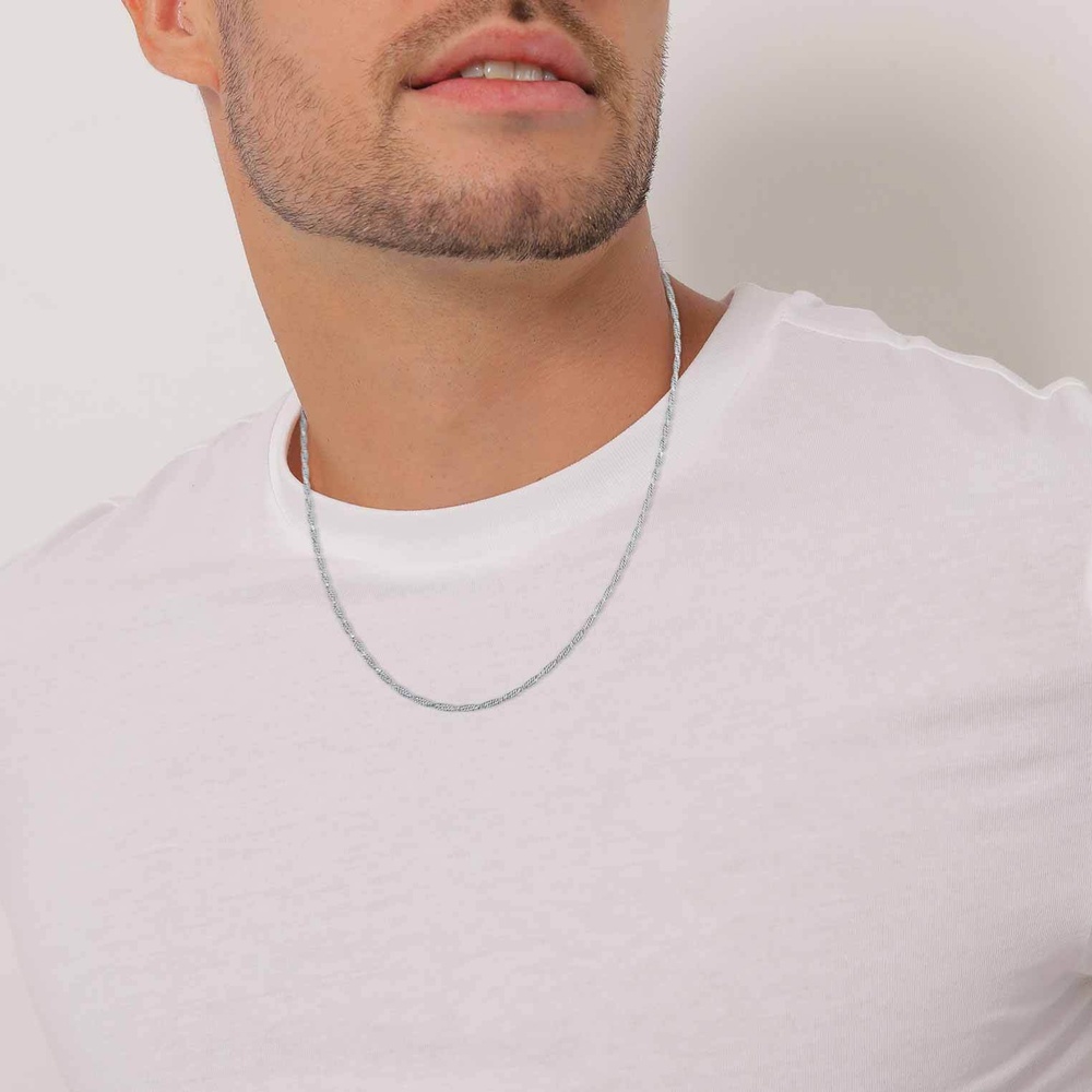 KUZZOI KUZZOI Collier Cordon pour hommes de base tordu en argent sterling 925 collier