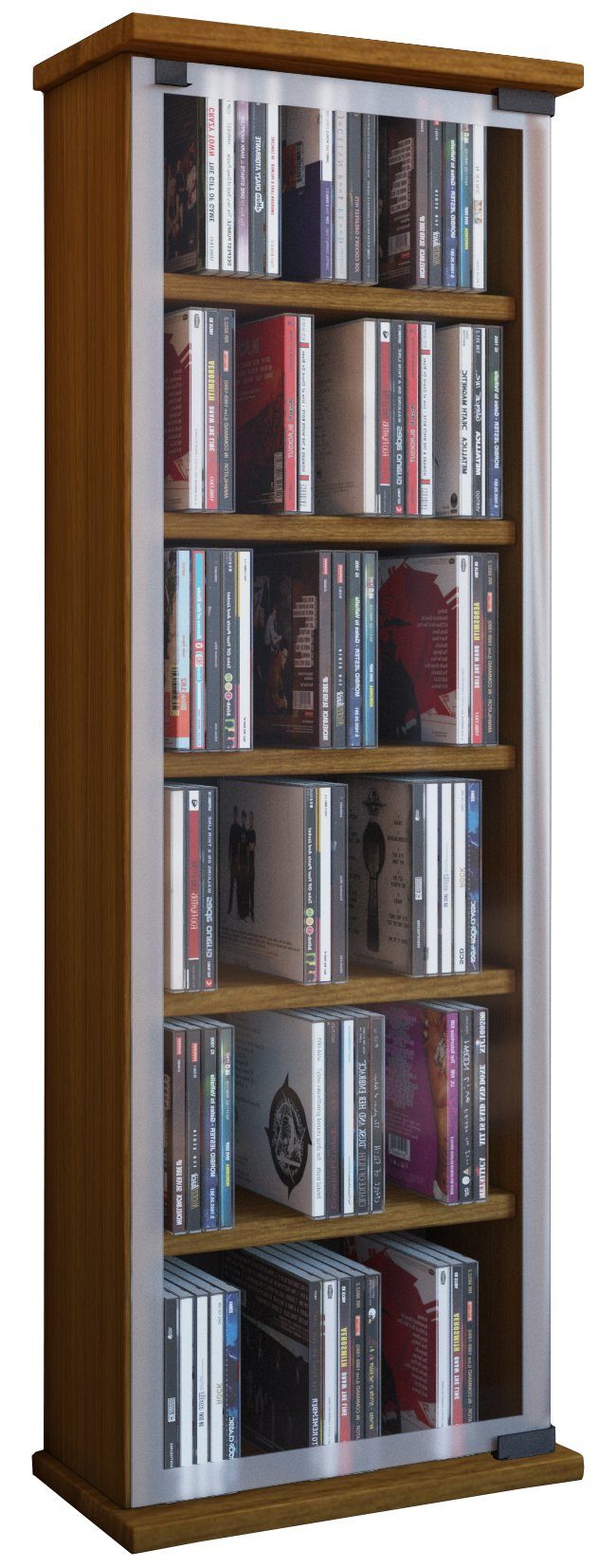 VCM CD-Regal Holz CD DVD Stand Regal Schrank Classic Glastür, 1-tlg.