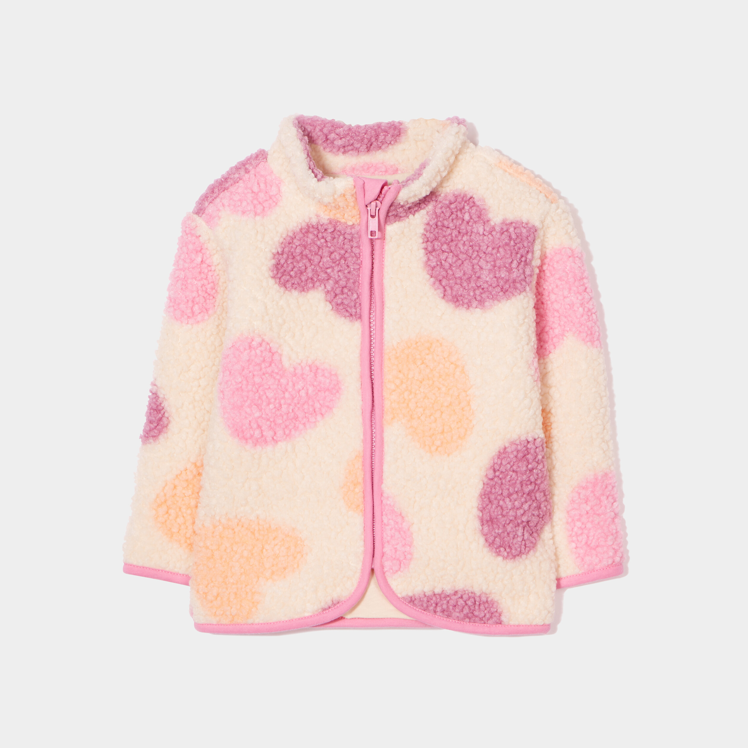 Veste zippée imitation laine de mouton ivoire bébé fille | La Halle