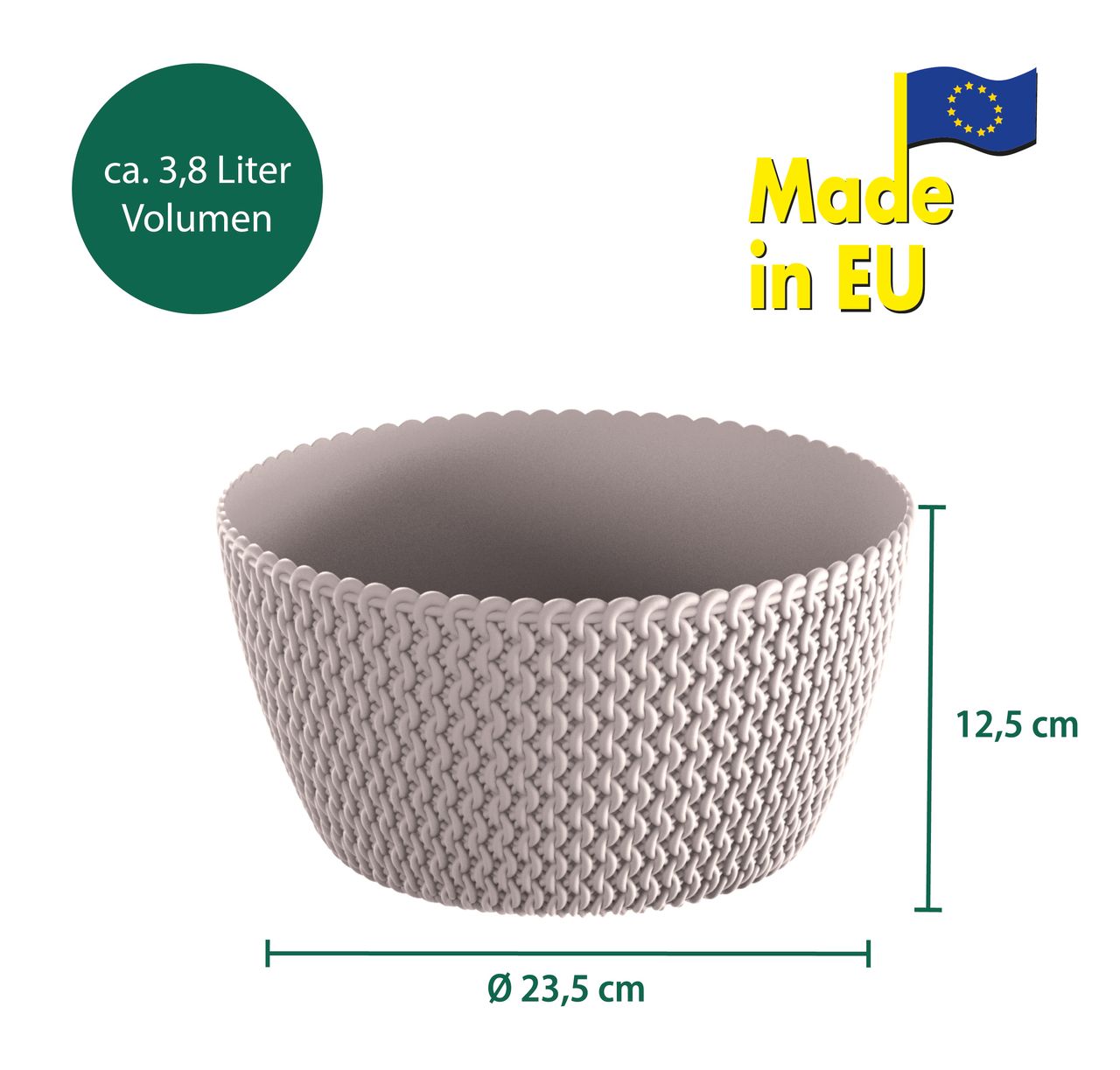 Powertec Garden Strickoptik-Blumentopf, Mocca - 2er-Set
