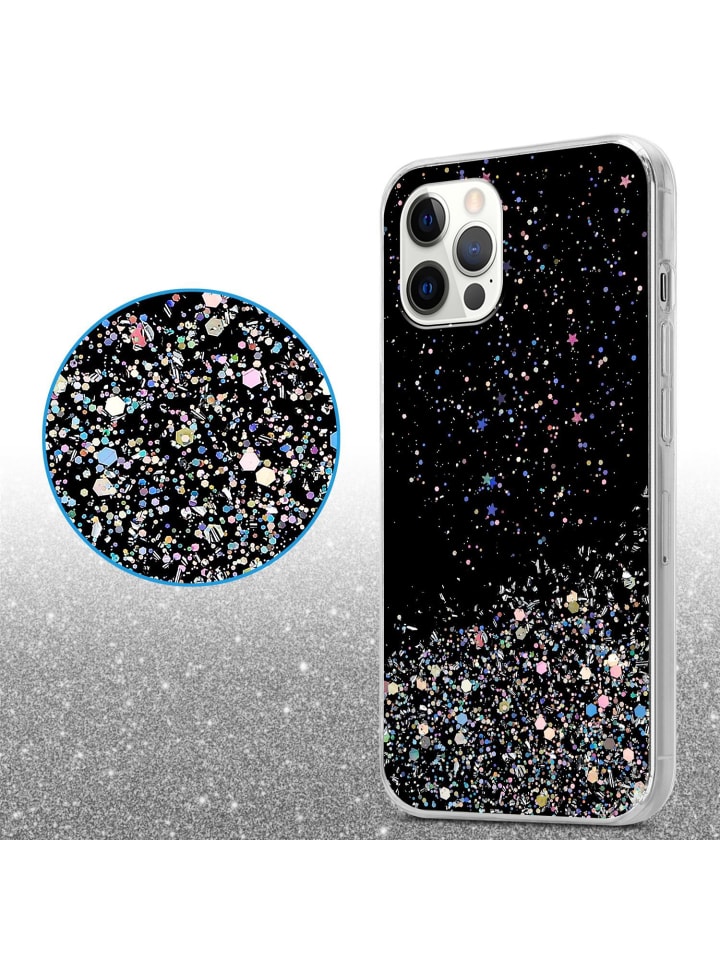 cadorabo Hülle für Apple iPhone 12 / 12 PRO Glitter in Schwarz mit Glitter günstig kaufen onesize