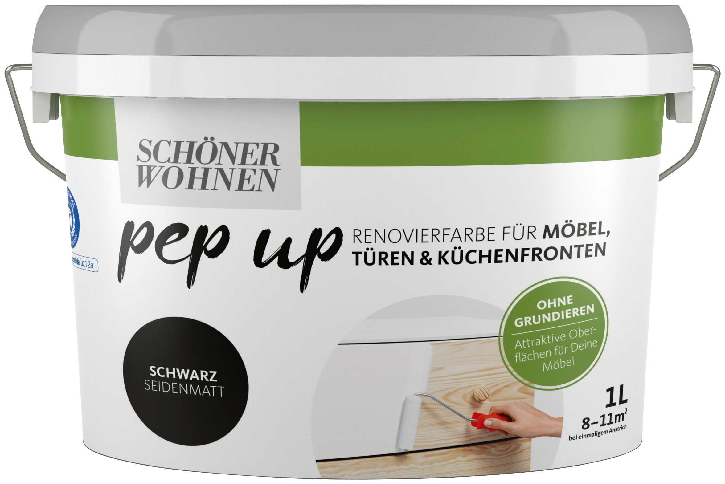 SCHÖNER WOHNEN FARBE Lack pep up - schwarz, 1 Liter, schwarz, Renovierfarbe für Möbel, Türen & Küchenfronten