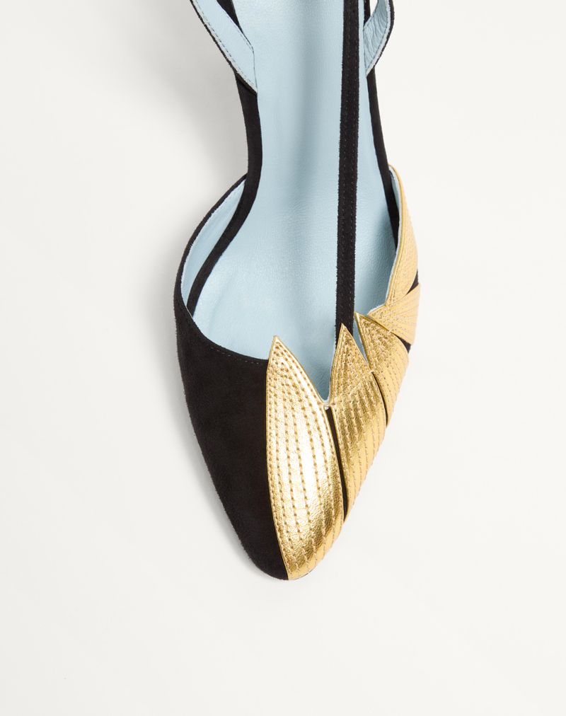 Sapato de salto slingback Foliefoliage em camurça, 90 mm.
