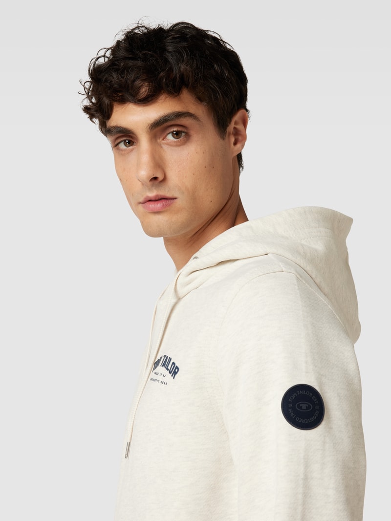 Hoodie mit Viskose-Anteil und Logo-Detail in beige