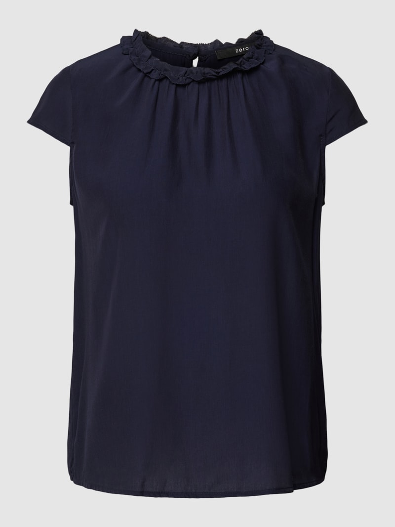 Blusenshirt mit Rüschung in marineblau