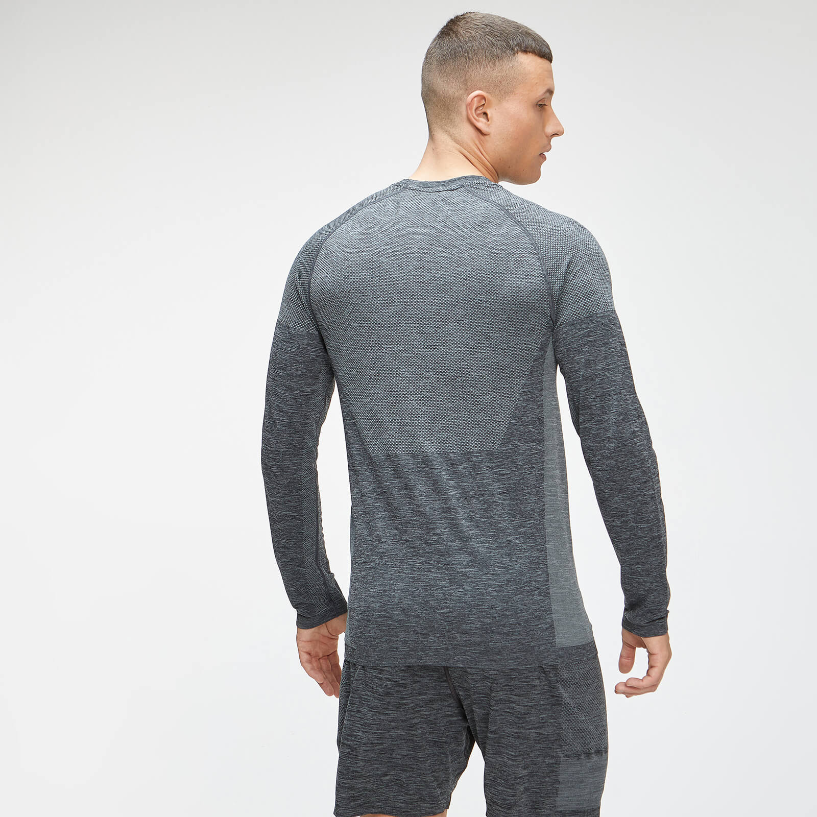 Haut sans coutures à manches longues MP Essentials Seamless pour hommes – Noir chiné