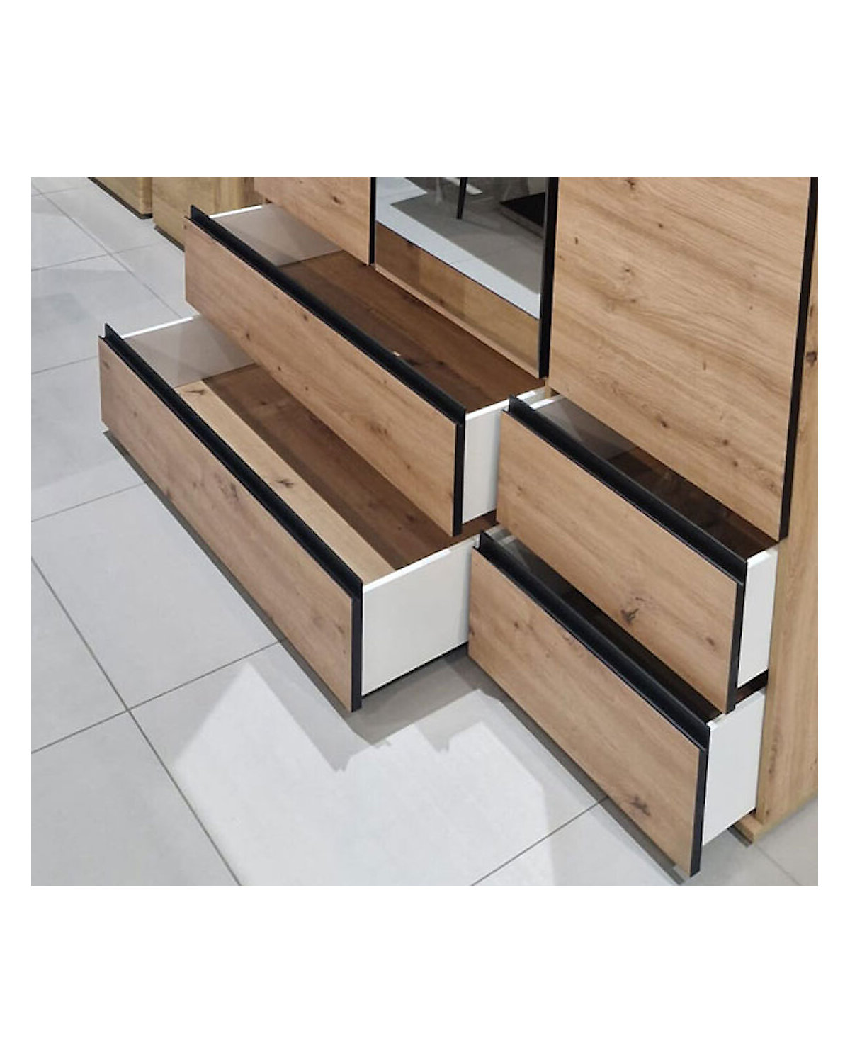 Kleiderschrank Naxos Drehtürenschrank Spiegel 165cm artisan eiche schwarz matt
