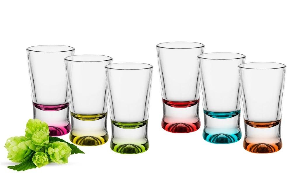 Sendez Schnapsglas 6 Schnapsgläser Tequilagläser bunte Gläser Schnaps Shots Stamper Wodkagläser