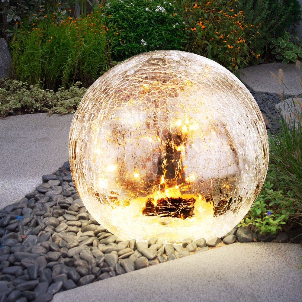 etc-shop LED Solarleuchte, LED-Leuchtmittel fest verbaut, Neutralweiß, LED Solar Erdspieß Außenleuchte Solarlampe Solarkugel