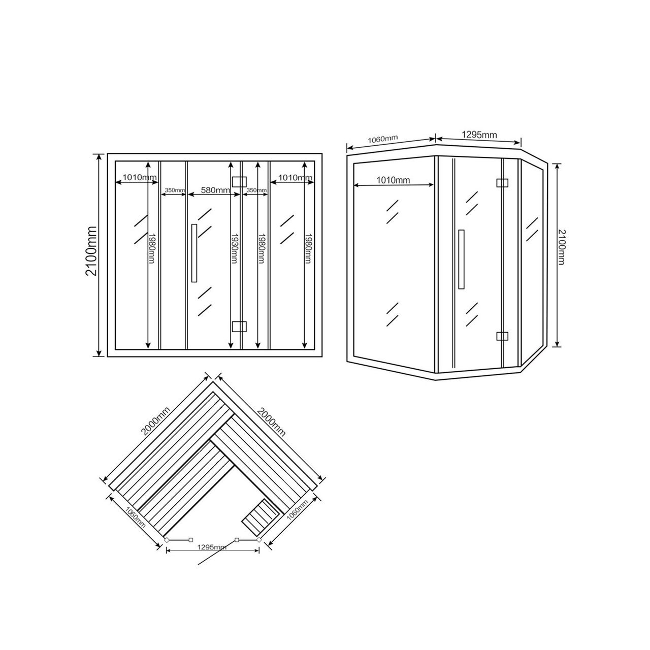 Home Deluxe Traditionelle Sauna SKYLINE XL BIG Kunststeinwand - 200 x 200 cm