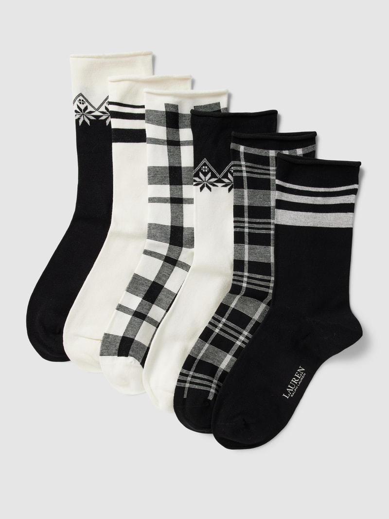 Socken mit Label-Schriftzug im 6er-Pack in offwhite