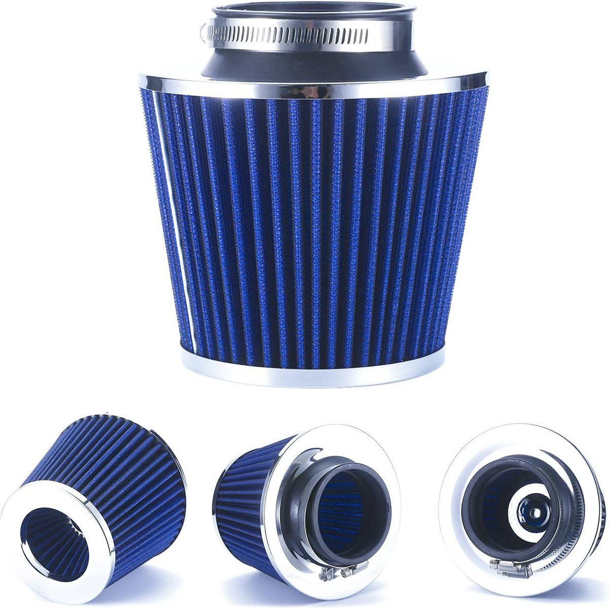 Yoyaxi Luftfilter Universeller Kaltluftansaugfilter für Autos, 76 mm (3 Zoll) mit Luftschlauch-Kit